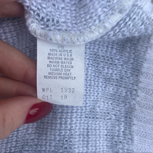 ** VTG Garland USA Gray white Snowflake mock neck pullover sweater - Picture 3 of 9